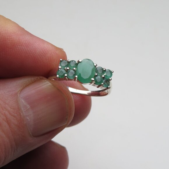 Genuine Emerald *925 Sterling Silver Ring - Picture 1 of 7